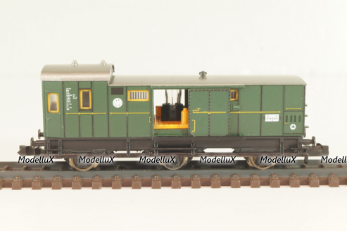 Вагон багажный, (number 055 878), 3-х осный, DRG, Epoche II (1920 - 1950) с освещением, зеленый, 8095, Fleischmann 1:160 (N)