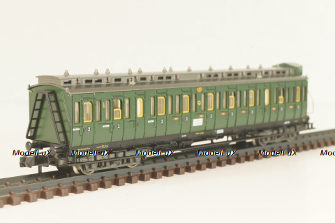 Вагон пассажирский, (number 41 800), 4-х осный, DRG, Epoche II (1920 - 1950) с освещением, зеленый, 8086, Fleischmann 1:160 (N)