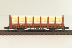 Вагон платформа, с грузом "трубы" (number 415 485), 2-х осный, DB, Epoche III (1949 - 1970), коричневый, 2303, Roco 1:160 (N)