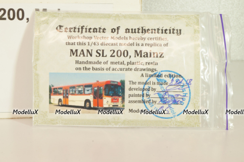 MAN SL 200, Mainz 1973, orange/white, VT-45.5, Vector Models 1:43