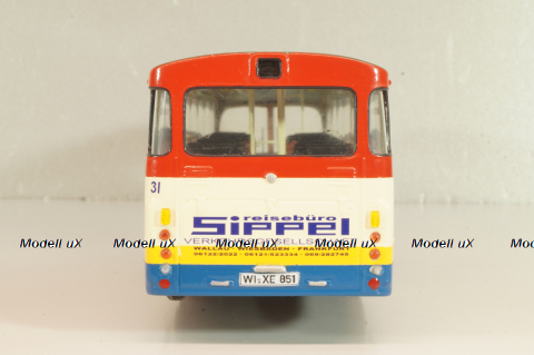 Mercedes-Benz O 305 Sippel EX Stadfweike Frankfurt VGF 1967, white/blue/yellow/red, Vector Models 1:43