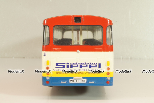 Mercedes-Benz O 305 Sippel EX Stadfweike Frankfurt VGF 1967, white/blue/yellow/red, Vector Models 1:43