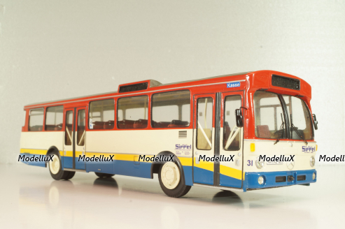 Mercedes-Benz O 305 Sippel EX Stadfweike Frankfurt VGF 1967, white/blue/yellow/red, Vector Models 1:43