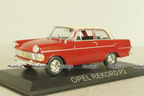 Opel Rekord P2 1961, red/white roof, Masini de Legenda №55, Deagostini 1:43
