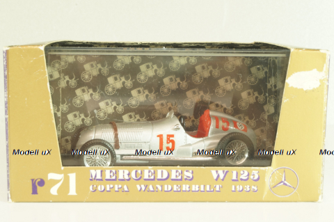 Mercedes-Benz W125 #15 Coppa Wanderbilt 1938, silver, R071, Brumm 1:43