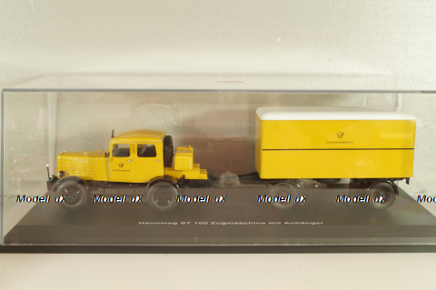 Hanomag ST 100 with trailer "Deutsche Bundespost", yellow, Schuco 1:43