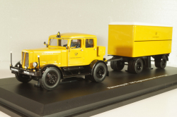 Hanomag ST 100 with trailer "Deutsche Bundespost", yellow, Schuco 1:43