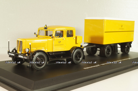 Hanomag ST 100 with trailer "Deutsche Bundespost", yellow, Schuco 1:43