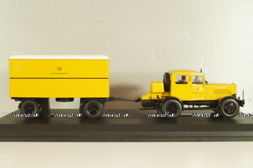 Hanomag ST 100 with trailer "Deutsche Bundespost", yellow, Schuco 1:43