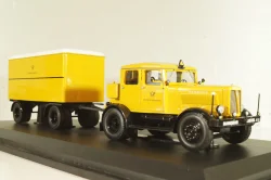 Hanomag ST 100 with trailer "Deutsche Bundespost", yellow, Schuco 1:43
