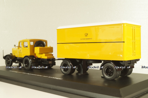 Hanomag ST 100 with trailer "Deutsche Bundespost", yellow, Schuco 1:43