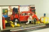 Volkswagen Kafer (Beetle) with 2 figures and diorama Service station, red, Mini-Rama 1:43