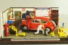 Volkswagen Kafer (Beetle) with 2 figures and diorama Service station, red, Mini-Rama 1:43