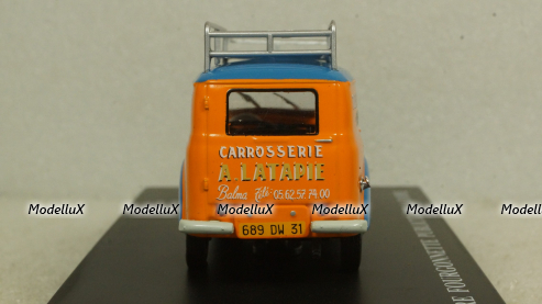Renault Juvaquatre Advertising Van Latapie orange / blue, Hachette 1:43
