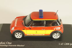Mini Cooper One (R52) fire engine Munchen 2001, red, 431138190, Minichamps 1:43