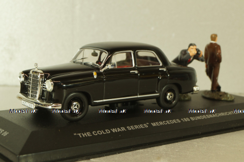 Mercedes-Benz 180 Ponton (W180), The Cold War Series with 2 figures, black, REP CWA 06, Replicars 1:43