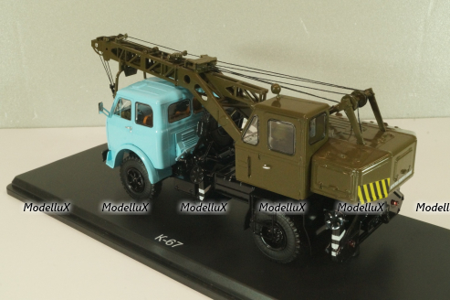 К-67 Автокран на шасси Маз-500 1965, голубой/хаки, SSM1610, SSM 1:43