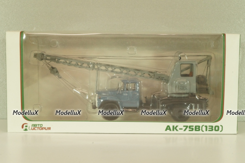 АК-75В автокран на шасси Зил-130 1976, синий/серый, Автоистория 1:43