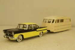 Simca Vedette Chambord with Henon Caravan 1958 yellow/black/creme, Norev 1:43