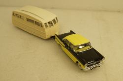 Simca Vedette Chambord with Henon Caravan 1958 yellow/black/creme, Norev 1:43
