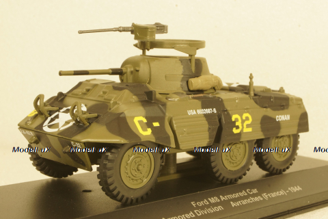 Ford M8 Armored Car 2nd Armored Division Avranches France green 1944, Altaya 1:43