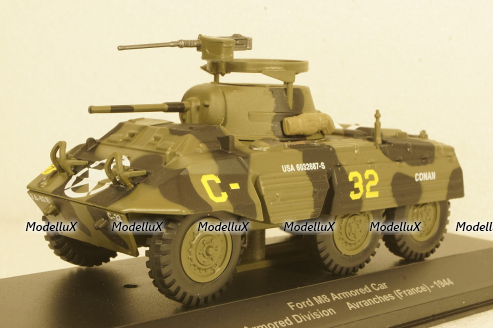 Ford M8 Armored Car 2nd Armored Division Avranches France green 1944, Altaya 1:43