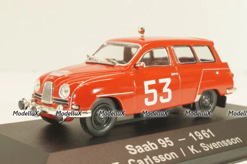 SAAB 95 Station wagon #53 Rally Monte Carlo 1961, E.Carlsson/K.Svensson, red, 3575016, Atlas 1:43