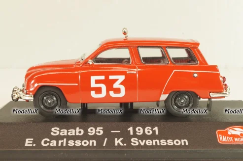 SAAB 95 Station wagon #53 Rally Monte Carlo 1961, E.Carlsson/K.Svensson, red, 3575016, Atlas 1:43