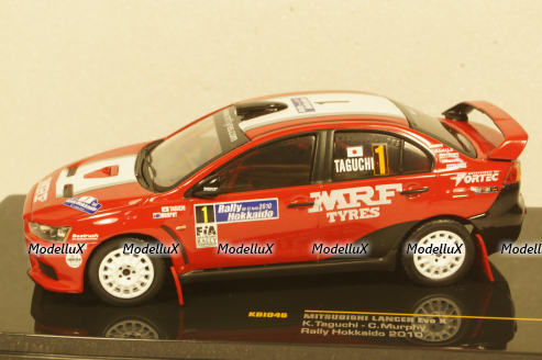 Mitsubishi Lancer Evo X Rally Hokkaido #1 Taguchi, red/white 2010, KB1046, IXO 1:43