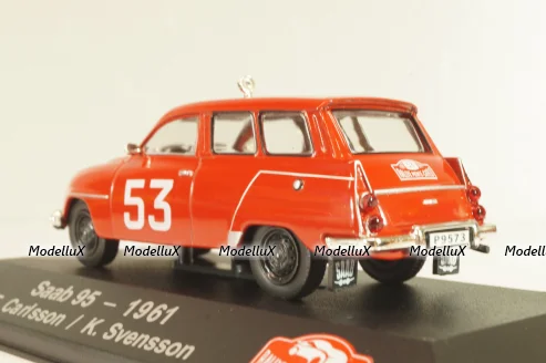 SAAB 95 Station wagon #53 Rally Monte Carlo 1961, E.Carlsson/K.Svensson, red, 3575016, Atlas 1:43