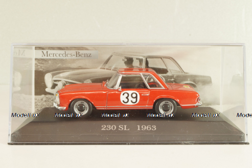 Mercedes-Benz 230 SL (W113) 1963, #39 Winner Rally Spa-Sofia-Liège 1963, red, MBOMS072, Mercedes-Benz-Offizielle Modell-Sammlung #72, Altaya 1:43