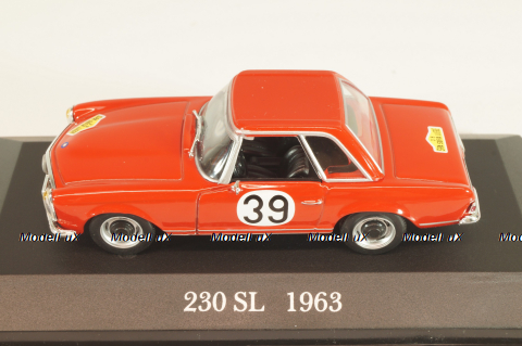 Mercedes-Benz 230 SL (W113) 1963, #39 Winner Rally Spa-Sofia-Liège 1963, red, MBOMS072, Mercedes-Benz-Offizielle Modell-Sammlung #72, Altaya 1:43