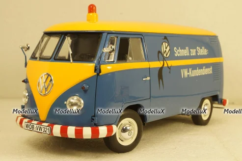 Volkswagen T1b panel van customer service blue/yellow, 450048400, Schuco 1:18