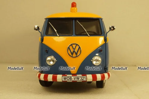 Volkswagen T1b panel van customer service blue/yellow, 450048400, Schuco 1:18