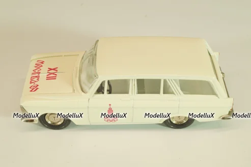 Москвич-427 А4, белый, Июль 197.г., Олимпиада 80, капот 2 зажима, Тантал/Радон 1:43 Новая