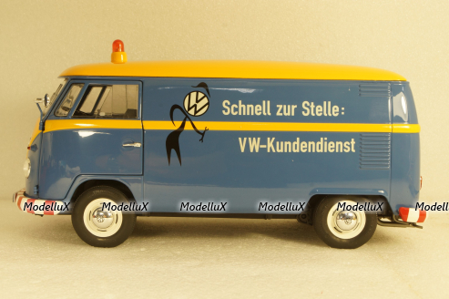 Volkswagen T1b panel van customer service blue/yellow, 450048400, Schuco 1:18