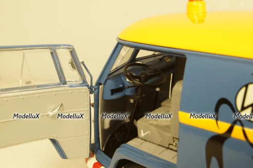 Volkswagen T1b panel van customer service blue/yellow, 450048400, Schuco 1:18