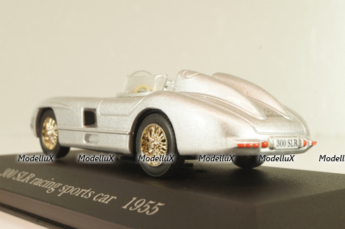 Mercedes-Benz 300 SLR Roadster (W196S) racing sports car 1955, silver, MBOMS032, Altaya, Mercedes-Benz Offizielle Modell Sammlung #32, 1:43