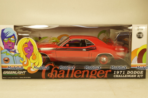 Dodge Challenger R/T Scat Pack 1970 red/black, Greenlight 1:18 Уценка!