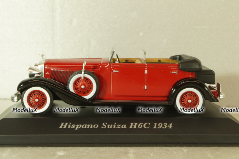 Hispano Suiza H6C Cabriolet 1934, red, Altaya 1:43