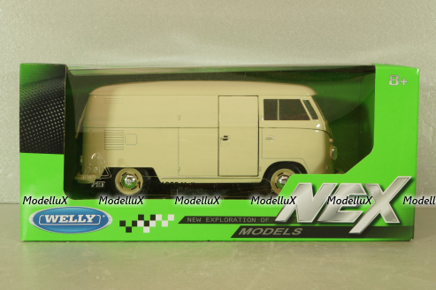 Volkswagen T1 bus box wagon beige 1963, WEL22095PV-CREAM, Welly 1:24