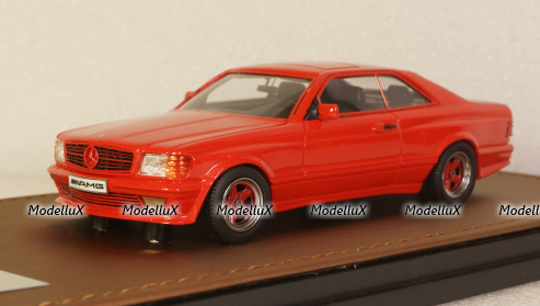 Mercedes S-class 560SEC 6.0 AMG (C126) coupe 1984, red, GLM Models 1:43