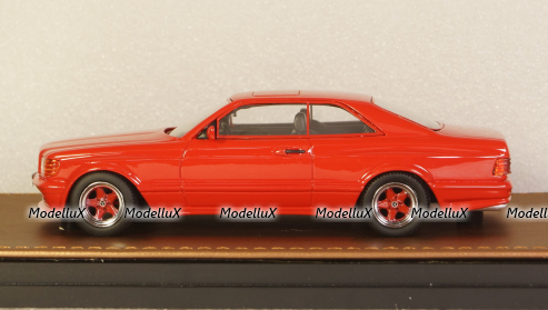 Mercedes S-class 560SEC 6.0 AMG (C126) coupe 1984, red, GLM Models 1:43