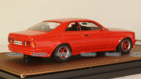 Mercedes S-class 560SEC 6.0 AMG (C126) coupe 1984, red, GLM Models 1:43