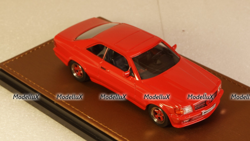 Mercedes S-class 560SEC 6.0 AMG (C126) coupe 1984, red, GLM Models 1:43