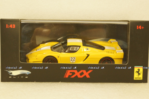 Ferrari FXX 2006, yellow with white stripe, Hot Wheels Elite 1:43