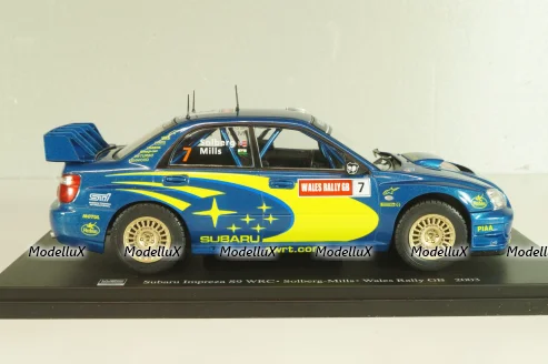 Subaru Impreza S9 WRC #7 Rally Wales GB 2003, Solberg/Mills, WRC Collection, Hachette 1:24