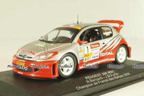 Peugeot 206 WRC #1 winner Rally France 2005, N.Bernardi/J.M.Fortin, Altaya 1:43