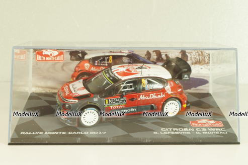 Citroën C3 WRC #8 Rally Monte-Carlo 2017, Stephane Lefebvre/Gabin Moreau, Monte-Carlo Official Collection #8, Altaya 1:43