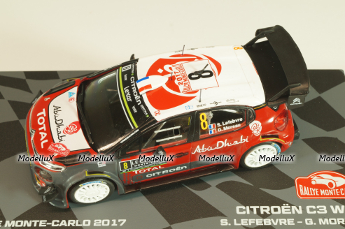 Citroën C3 WRC #8 Rally Monte-Carlo 2017, Stephane Lefebvre/Gabin Moreau, Monte-Carlo Official Collection #8, Altaya 1:43